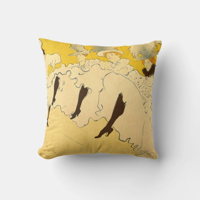 Toulouse Lautrec Yellow Dancing Girl Poster Cushion (Front)
