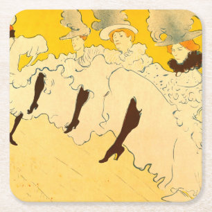 Toulouse Lautrec Yellow Dancing Girl Poster Square Paper Coaster