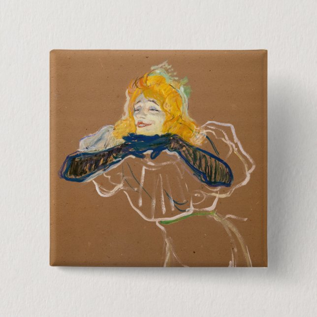 Toulouse-Lautrec - Yvette Guilbert Singing 15 Cm Square Badge (Front)