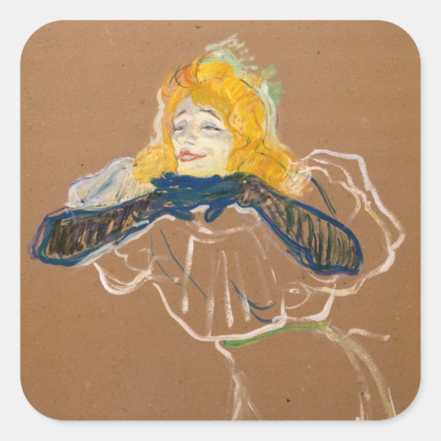 Toulouse-Lautrec - Yvette Guilbert Singing Square Sticker (Front)