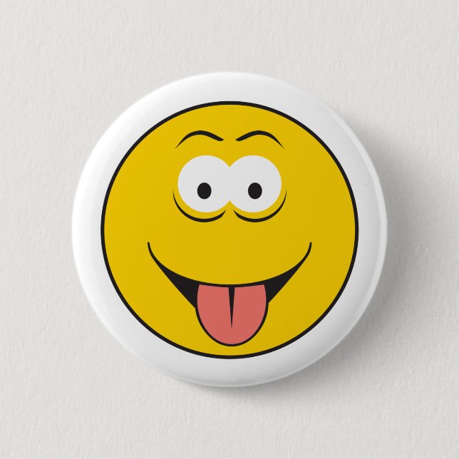 Tounge Out Face 6 Cm Round Badge (Front)