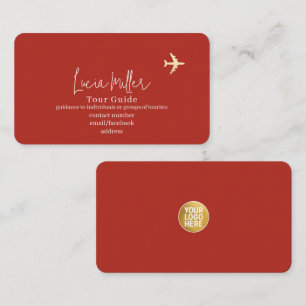 Tour and Travel elegant brick-red Business Card