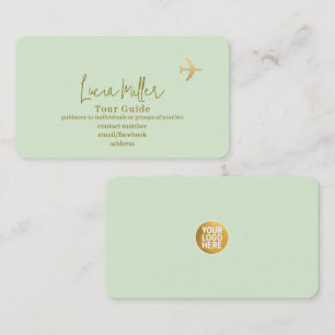 Tour and Travel pale-green elegant Business Card