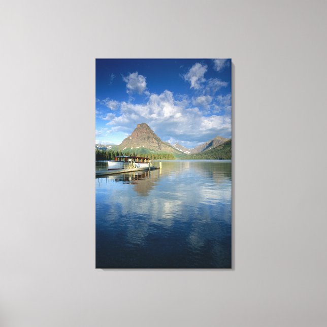 Tour Boat Docked at Two Medicine Lake in Glacier Canvas Print (Front)