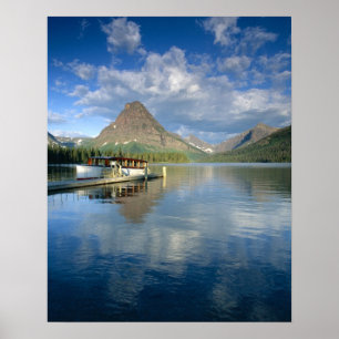 Tour Boat Docked at Two Medicine Lake in Glacier Poster