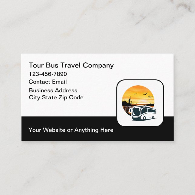 Tour Bus Travel Theme Business Cards  (Front)