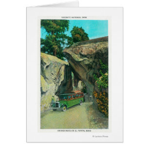 Tour Bus Under the Arch Rock on El Portal Road