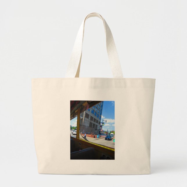 Tour Bus Window views of Boston City America USA Large Tote Bag (Front)