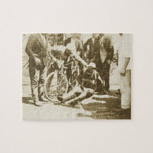 Tour de France 1936 Injured Rider Gets Aid Sepia Jigsaw Puzzle