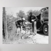Tour de France Cyclist Makes Repairs 1936