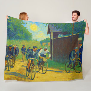 Tour de France First Race 1903 van Gogh Redux Fleece Blanket