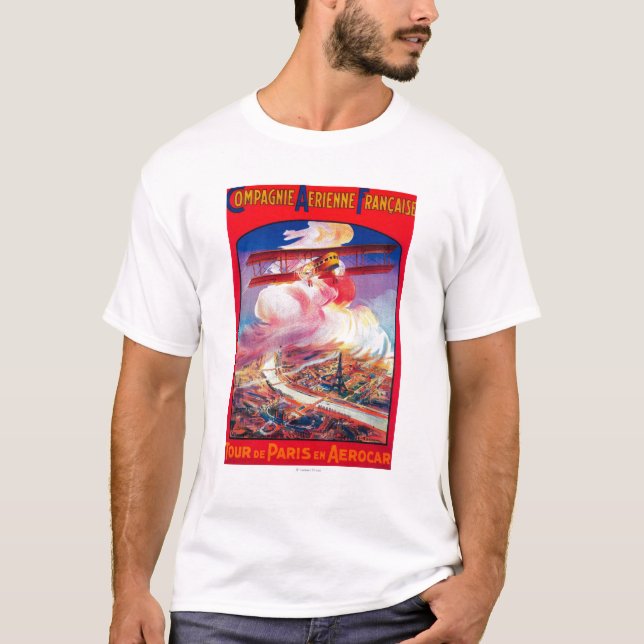Tour De Paris, France in Aerocar PosterEurope T-Shirt (Front)