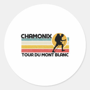 Tour Du Mont Blanc Chamonix Resort Area Skiing, Cl Classic Round Sticker