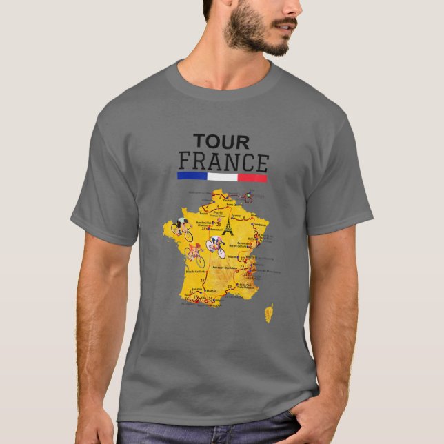 Tour France Cycling Jersey Bicycle French Road Rac T-Shirt (Front)
