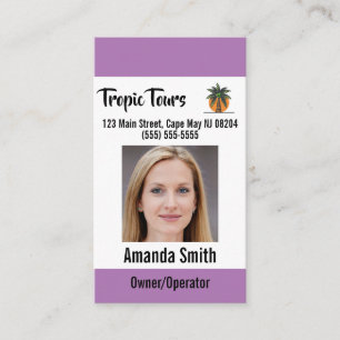 Tour Guide Photo ID Purple Business Card