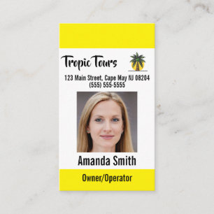 Tour Guide Photo ID Yellow Business Card