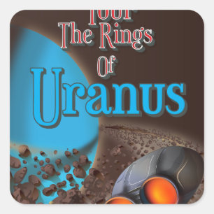 Tour the rings of Uranus travel poster Square Sticker