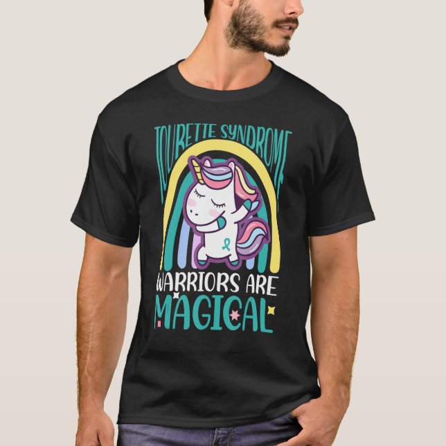 Tourette Syndrome Dabbing Magical Unicorn Teal Rib T-Shirt (Front)
