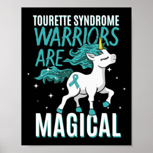 Tourette Syndrome Magical Unicorn Teal Ribbon Copr Poster