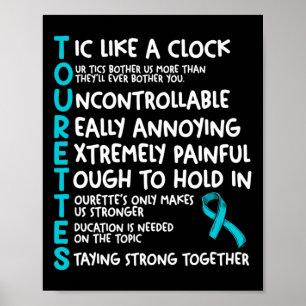 Tourettes Meaning Teal Ribbon Tourette Syndrome Aw Poster