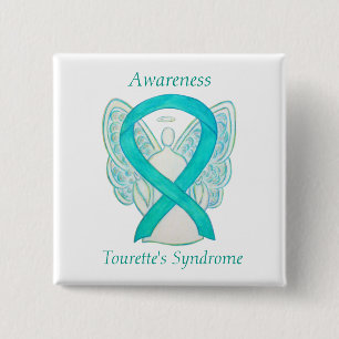Tourette's Syndrome Awareness Ribbon Angel Pin