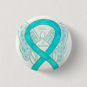 Tourette's (TS) Awareness Ribbon Teal Angel Pin