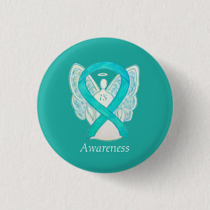 Tourette's (TS) Awareness Ribbon Teal Angel Pin