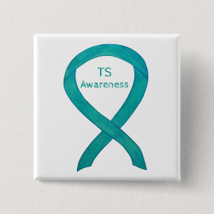 Tourette's (TS) Awareness Ribbon Teal Custom Pin