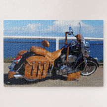 TOURING MOTORCYCLE BROWN SADDLE AND BAGS