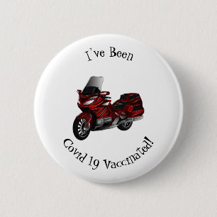 Touring motorcycle cartoon illustration 6 cm round badge