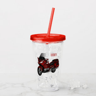 Touring motorcycle cartoon illustration acrylic tumbler