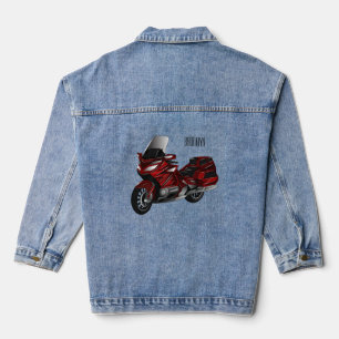 Touring motorcycle cartoon illustration denim jacket