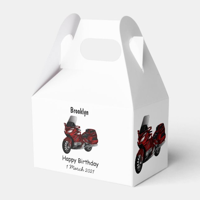Touring motorcycle cartoon illustration favour box (Front Side)