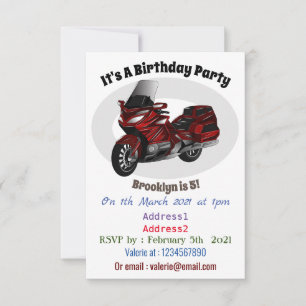 Touring motorcycle cartoon illustration invitation