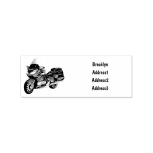 Touring motorcycle cartoon illustration rubber stamp
