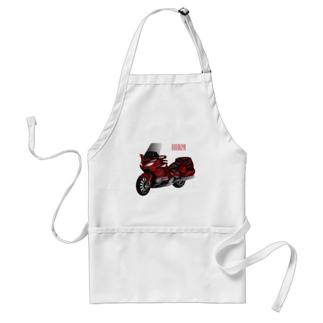 Touring motorcycle cartoon illustration standard apron (Front)
