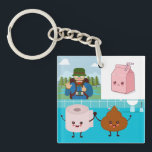 Tourist Essentials Napkin of the Comical Survival Key Ring<br><div class="desc">Tourist Essentials Napkin of the Comical Survival Kit Charm brings playful humor into everyday travel moments. Featuring a quirky mix of milk, poop, and toilet paper symbols, this design captures the chaotic, funny, and relatable side of being on the road. It’s perfect for light‑hearted gifts, themed parties, or any occasion...</div>