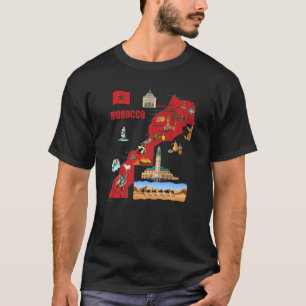 Tourist Map Of Morocco Major Cities Flag Symbols T-Shirt