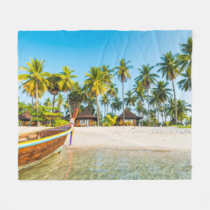 Tourist Resort's Bungalows on the Beach   Thailand Fleece Blanket