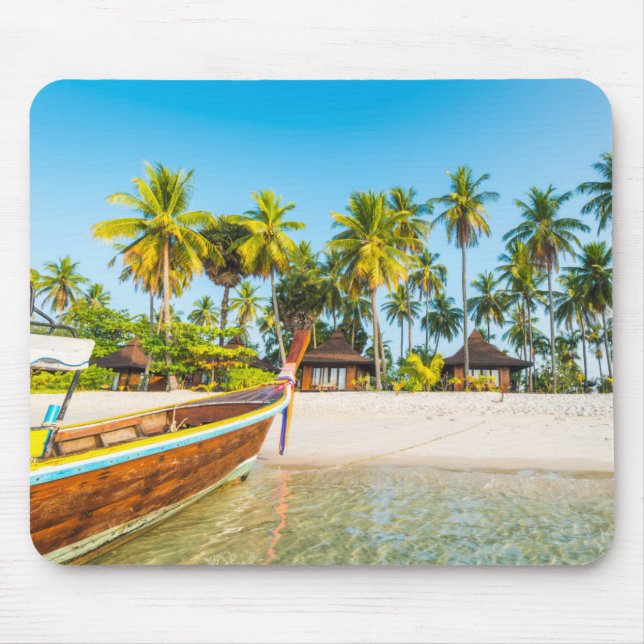 Tourist Resort's Bungalows on the Beach | Thailand Mouse Pad (Front)