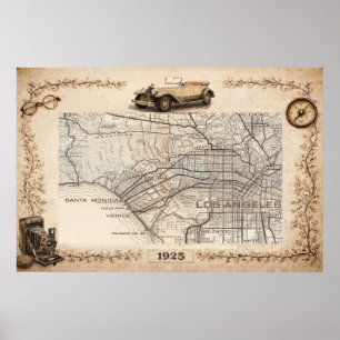 Tourist Road Map of the Westside of Los Angeles  Poster