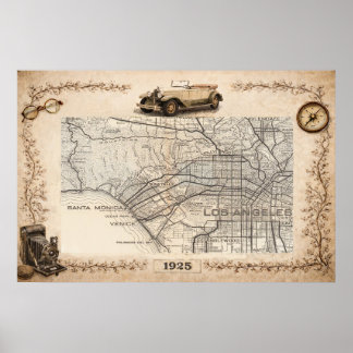 Tourist Road Map of the Westside of Los Angeles Poster