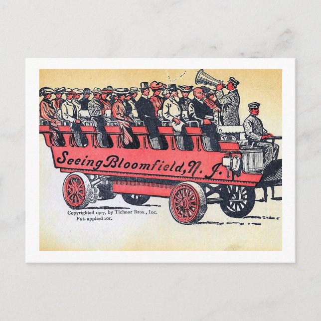 Tourist Sightseeing Bus, Bloomfield, NJ Vintage Postcard (Front)