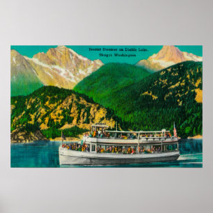 Tourist Steamer on Diablo lake, Skagit Poster