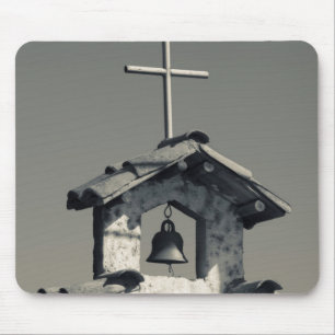 Tourist town, village chapel mouse pad