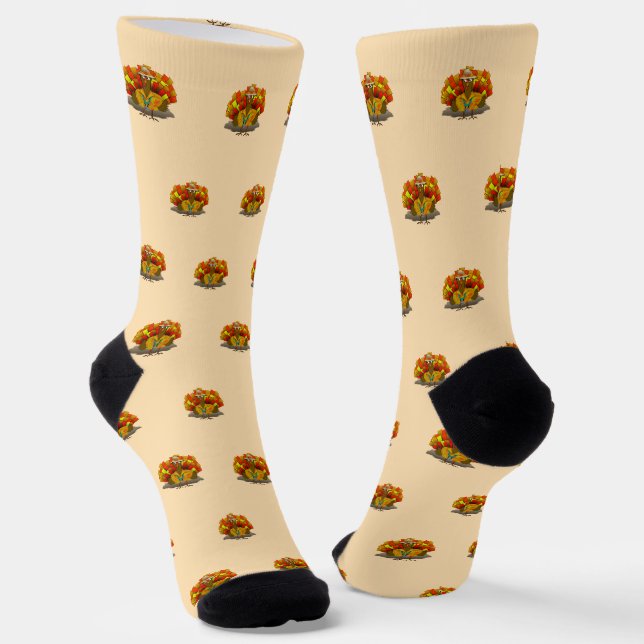 Tourist Turkey Thanksgiving Socks (Angled)