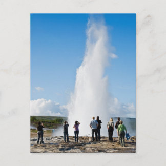 Tourist watching Strokkur Postcard