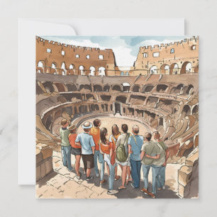 Tourists at Rome's Colosseum Holiday Card