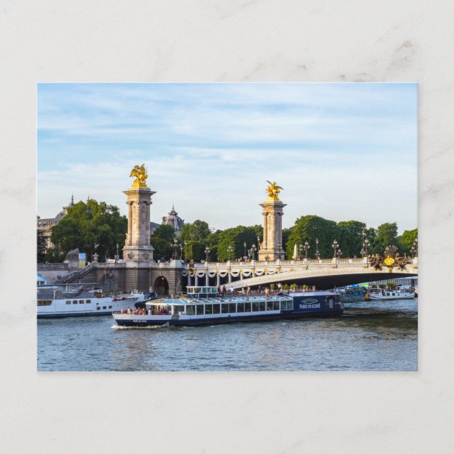 Tourists boat passing under Pont Alexandre III - P Postcard (Front)