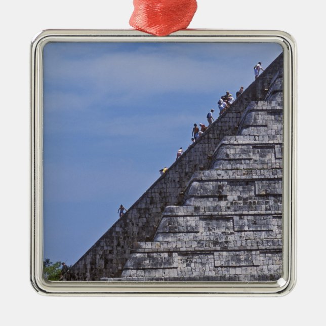 Tourists climbing stairs on ruins of El Metal Tree Decoration (Front)